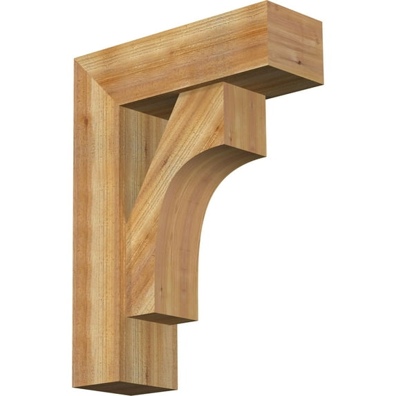 Ekena Millwork 8"W x 24"D x 32"H Westlake Block Rough Sawn Bracket w/ Offset Brace, Western Red Cedar
