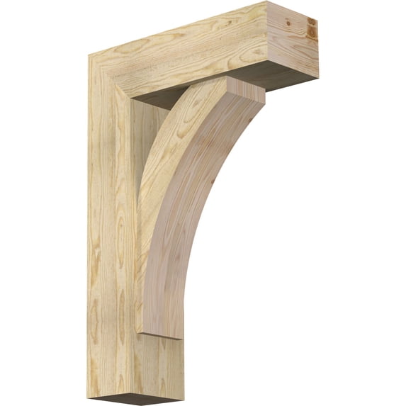 Ekena Millwork 8"W x 24"D x 36"H Thorton Block Rough Sawn Bracket w/ Offset Brace, Douglas Fir