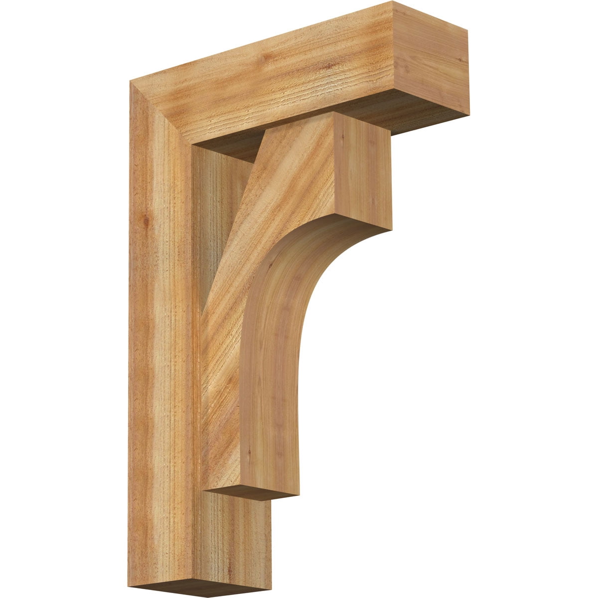 Ekena Millwork 8"W x 24"D x 36"H Westlake Block Rough Sawn Bracket w/ Offset Brace, Western Red Cedar