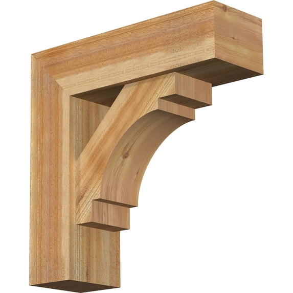 Ekena Millwork 8"W x 26"D x 26"H Merced Block Rough Sawn Bracket w/ Offset Brace, Western Red Cedar