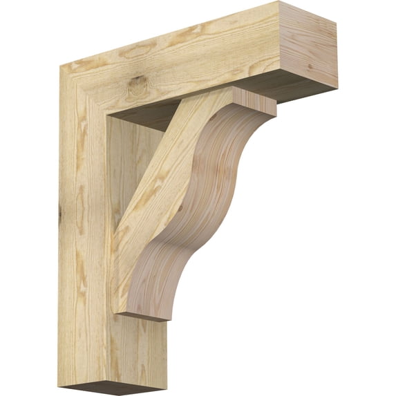 Ekena Millwork 8"W x 26"D x 30"H Funston Block Rough Sawn Bracket w/ Offset Brace, Douglas Fir