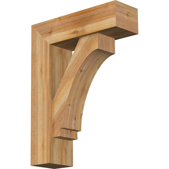 Ekena Millwork 8"W x 26"D x 34"H Imperial Block Rough Sawn Bracket w/ Offset Brace, Western Red Cedar