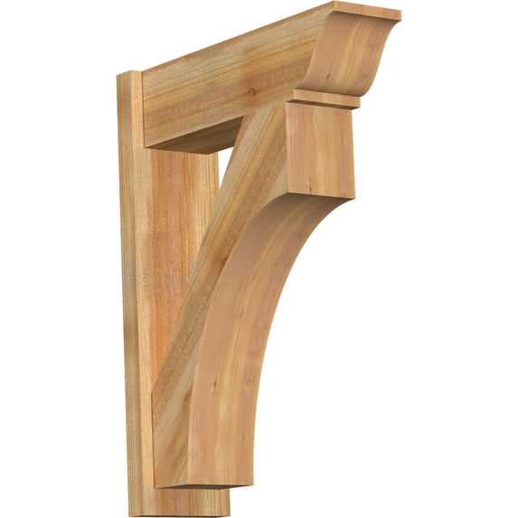 Ekena Millwork 8"W x 26"D x 34"H Westlake Rough Sawn Traditional Outlooker, Western Red Cedar