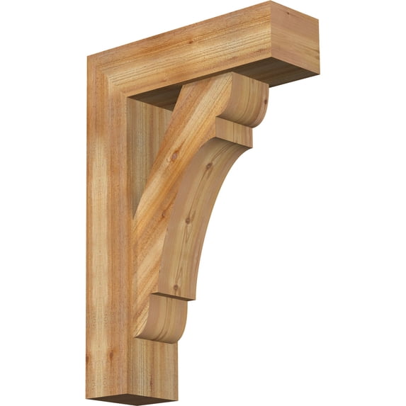 Ekena Millwork 8"W x 26"D x 38"H Olympic Block Rough Sawn Bracket w/ Offset Brace, Western Red Cedar
