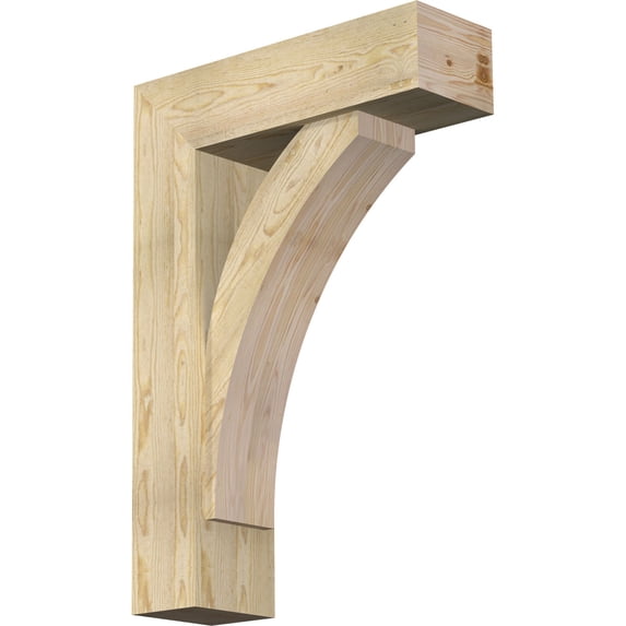 Ekena Millwork 8"W x 26"D x 38"H Thorton Block Rough Sawn Bracket w/ Offset Brace, Douglas Fir