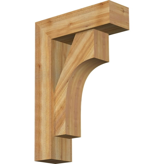Ekena Millwork 8"W x 26"D x 38"H Westlake Block Rough Sawn Bracket w/ Offset Brace, Western Red Cedar