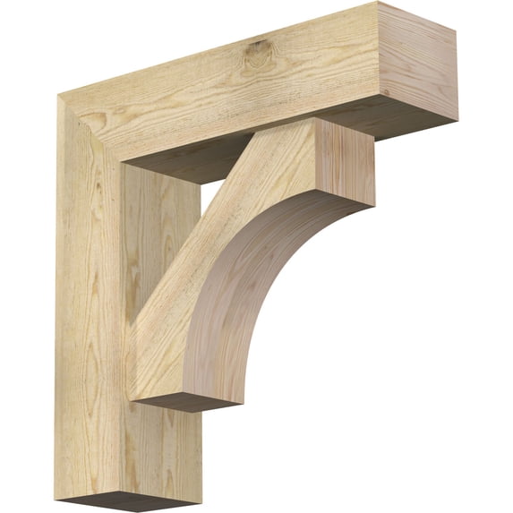 Ekena Millwork 8"W x 28"D x 28"H Westlake Block Rough Sawn Bracket w/ Offset Brace, Douglas Fir