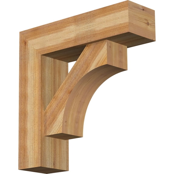 Ekena Millwork 8"W x 28"D x 28"H Westlake Block Rough Sawn Bracket w/ Offset Brace, Western Red Cedar