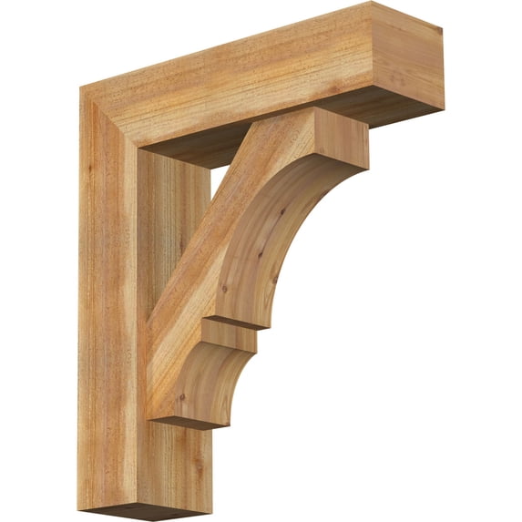 Ekena Millwork 8"W x 28"D x 32"H Balboa Block Rough Sawn Bracket w/ Offset Brace, Western Red Cedar