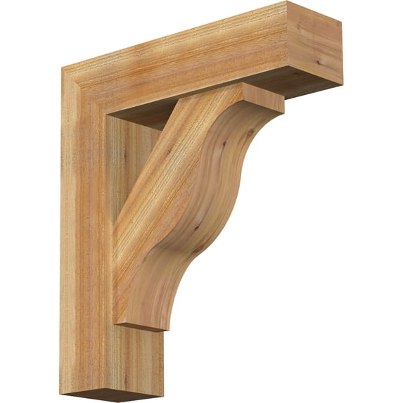 Ekena Millwork 8"W x 28"D x 32"H Funston Block Rough Sawn Bracket w/ Offset Brace, Western Red Cedar