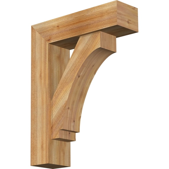 Ekena Millwork 8"W x 28"D x 36"H Imperial Block Rough Sawn Bracket w/ Offset Brace, Western Red Cedar