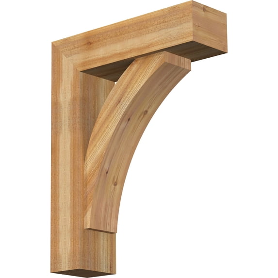 Ekena Millwork 8"W x 28"D x 36"H Thorton Block Rough Sawn Bracket w/ Offset Brace, Western Red Cedar
