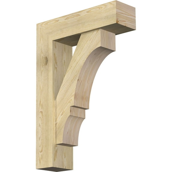 Ekena Millwork 8"W x 28"D x 40"H Balboa Block Rough Sawn Bracket w/ Offset Brace, Douglas Fir
