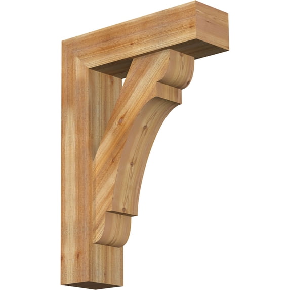 Ekena Millwork 8"W x 28"D x 40"H Olympic Block Rough Sawn Bracket w/ Offset Brace, Western Red Cedar