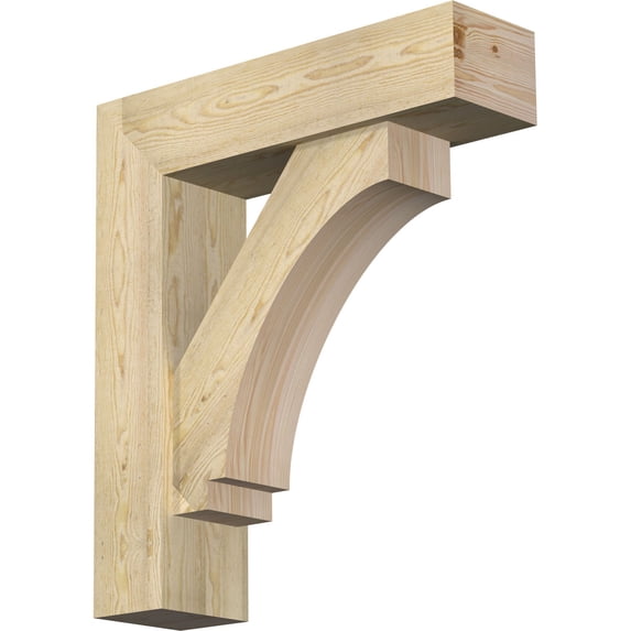 Ekena Millwork 8"W x 30"D x 34"H Imperial Block Rough Sawn Bracket w/ Offset Brace, Douglas Fir