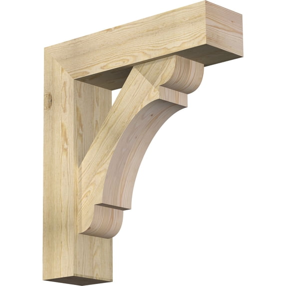 Ekena Millwork 8"W x 30"D x 34"H Olympic Block Rough Sawn Bracket w/ Offset Brace, Douglas Fir