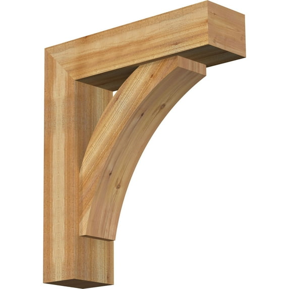 Ekena Millwork 8"W x 30"D x 34"H Thorton Block Rough Sawn Bracket w/ Offset Brace, Western Red Cedar