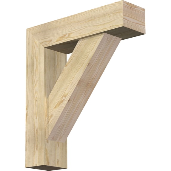 Ekena Millwork 8"W x 30"D x 34"H Traditional Block Rough Sawn Bracket w/ Offset Brace, Douglas Fir