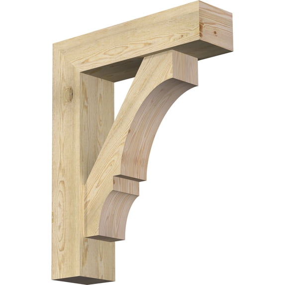 Ekena Millwork 8"W x 30"D x 38"H Balboa Block Rough Sawn Bracket w/ Offset Brace, Douglas Fir