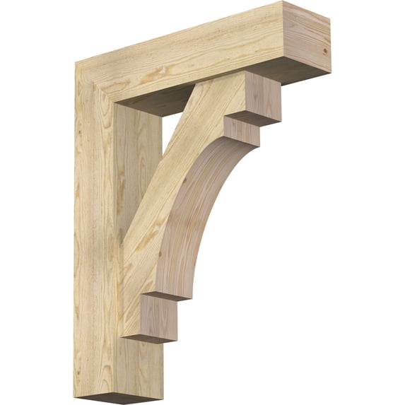 Ekena Millwork 8"W x 30"D x 38"H Merced Block Rough Sawn Bracket w/ Offset Brace, Douglas Fir