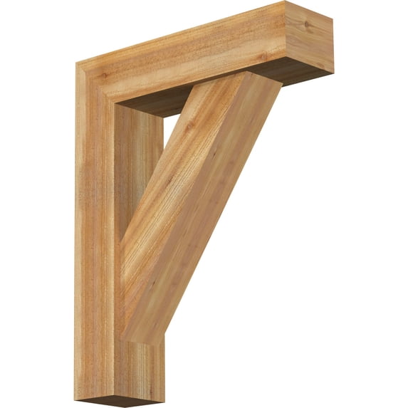 Ekena Millwork 8"W x 30"D x 38"H Traditional Block Rough Sawn Bracket w/ Offset Brace, Western Red Cedar