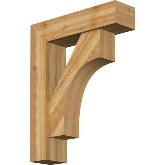 Ekena Millwork 8"W x 30"D x 38"H Westlake Block Rough Sawn Bracket w/ Offset Brace, Western Red Cedar