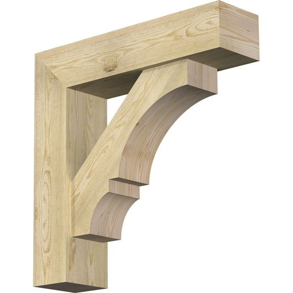 Ekena Millwork 8"W x 32"D x 32"H Balboa Block Rough Sawn Bracket w/ Offset Brace, Douglas Fir