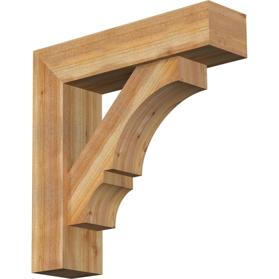 Ekena Millwork 8"W x 32"D x 32"H Balboa Block Rough Sawn Bracket w/ Offset Brace, Western Red Cedar