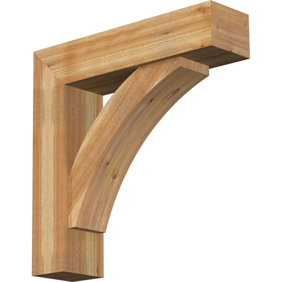 Ekena Millwork 8"W x 32"D x 32"H Thorton Block Rough Sawn Bracket w/ Offset Brace, Western Red Cedar