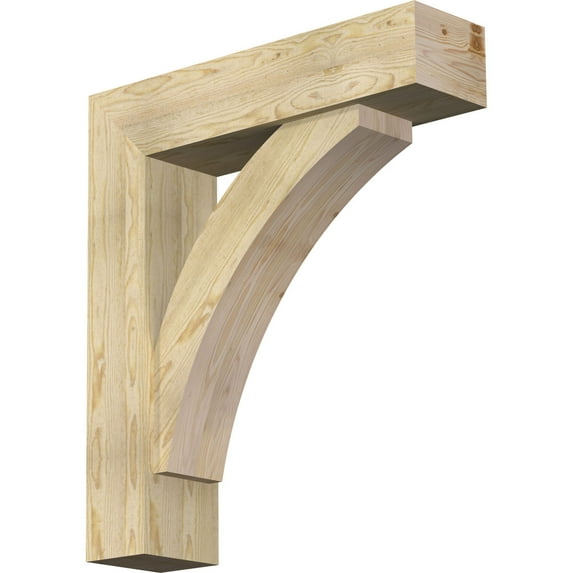 Ekena Millwork 8"W x 32"D x 36"H Thorton Block Rough Sawn Bracket w/ Offset Brace, Douglas Fir