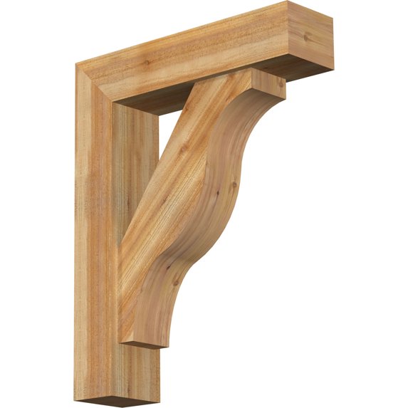 Ekena Millwork 8"W x 32"D x 40"H Funston Block Rough Sawn Bracket w/ Offset Brace, Western Red Cedar