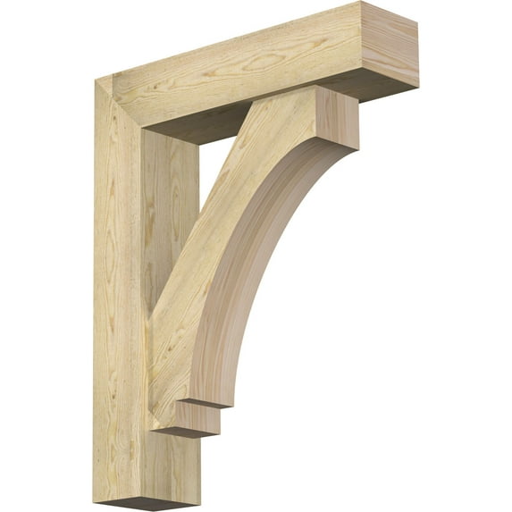 Ekena Millwork 8"W x 32"D x 40"H Imperial Block Rough Sawn Bracket w/ Offset Brace, Douglas Fir