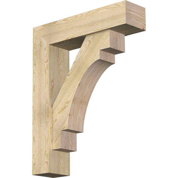 Ekena Millwork 8"W x 32"D x 40"H Merced Block Rough Sawn Bracket w/ Offset Brace, Douglas Fir