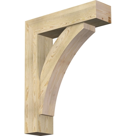 Ekena Millwork 8"W x 32"D x 40"H Thorton Block Rough Sawn Bracket w/ Offset Brace, Douglas Fir