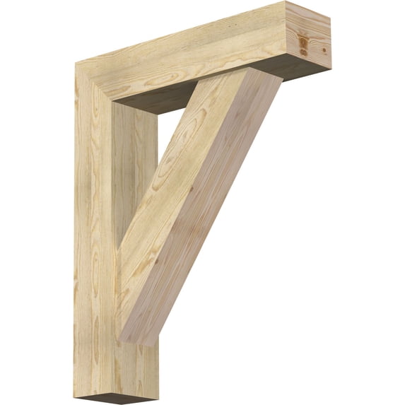 Ekena Millwork 8"W x 32"D x 40"H Traditional Block Rough Sawn Bracket w/ Offset Brace, Douglas Fir