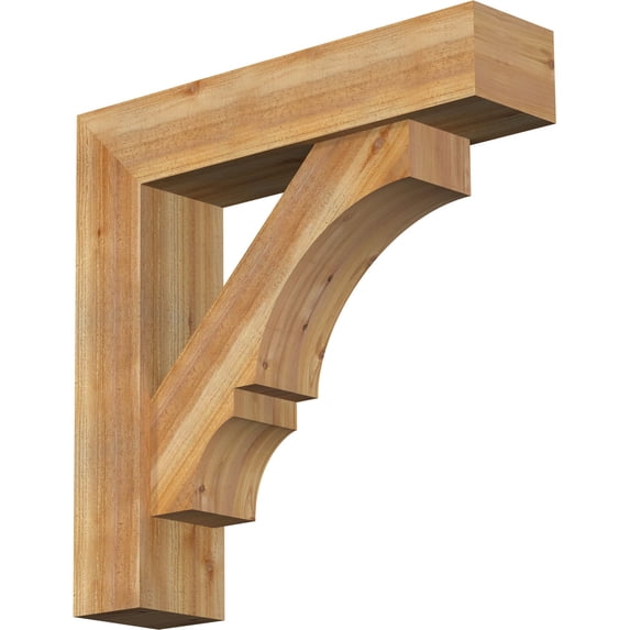 Ekena Millwork 8"W x 34"D x 34"H Balboa Block Rough Sawn Bracket w/ Offset Brace, Western Red Cedar