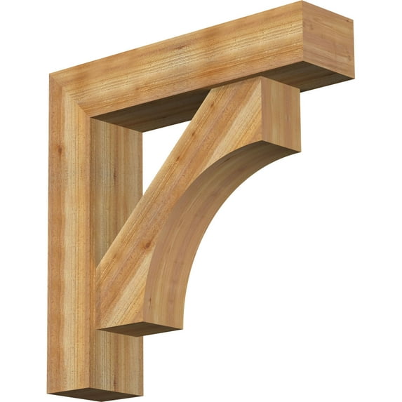 Ekena Millwork 8"W x 34"D x 34"H Westlake Block Rough Sawn Bracket w/ Offset Brace, Western Red Cedar