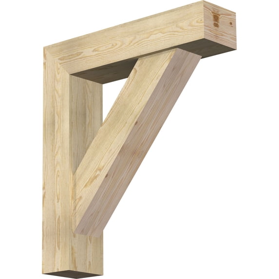 Ekena Millwork 8"W x 34"D x 38"H Traditional Block Rough Sawn Bracket w/ Offset Brace, Douglas Fir