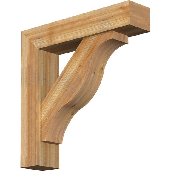 Ekena Millwork 8"W x 36"D x 36"H Funston Block Rough Sawn Bracket w/ Offset Brace, Western Red Cedar