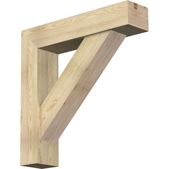 Ekena Millwork 8"W x 36"D x 36"H Traditional Block Rough Sawn Bracket w/ Offset Brace, Douglas Fir