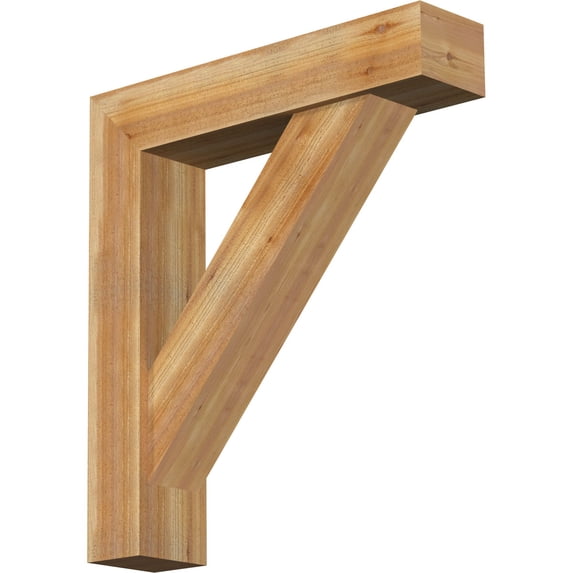 Ekena Millwork 8"W x 36"D x 40"H Traditional Block Rough Sawn Bracket w/ Offset Brace, Western Red Cedar