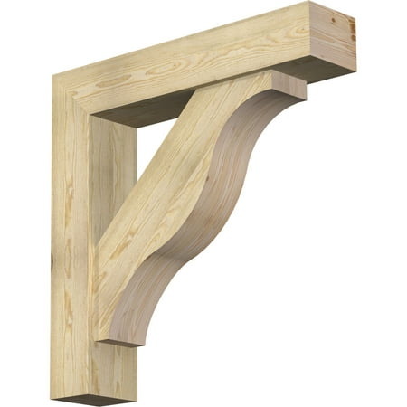 Ekena Millwork 8"W x 38"D x 38"H Funston Block Rough Sawn Bracket w/ Offset Brace, Douglas Fir
