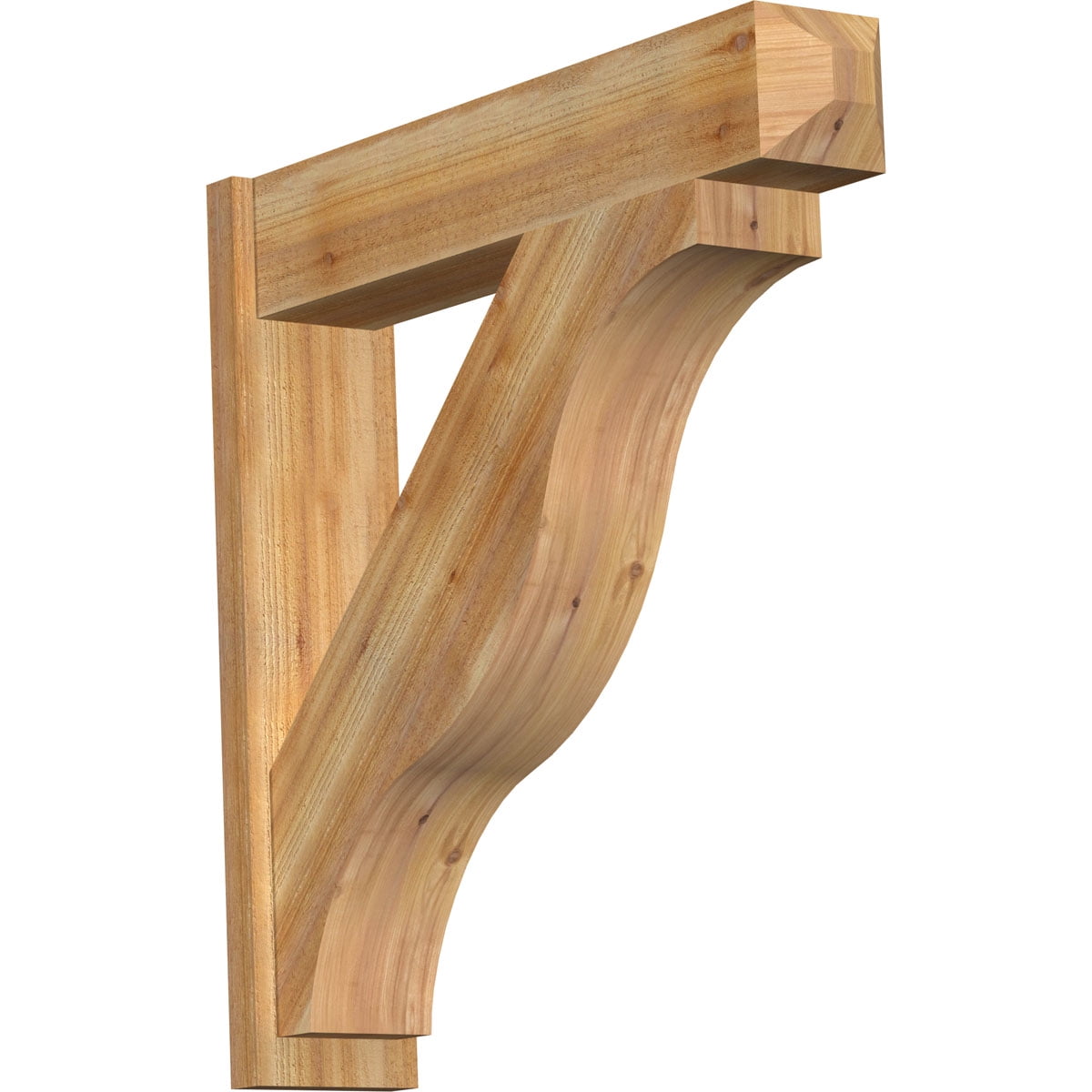 Ekena Millwork 8"W x 38"D x 38"H Funston Rough Sawn Craftsman Outlooker, Western Red Cedar