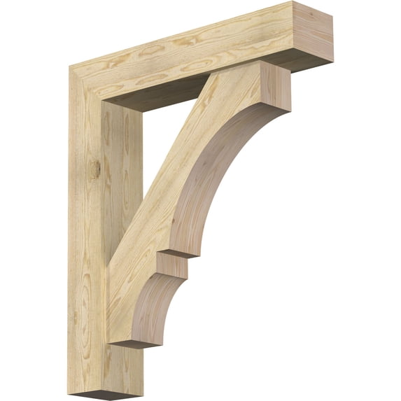 Ekena Millwork 8"W x 38"D x 44"H Balboa Block Rough Sawn Bracket w/ Offset Brace, Douglas Fir