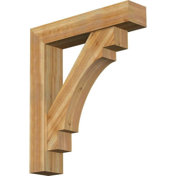 Ekena Millwork 8"W x 38"D x 44"H Merced Block Rough Sawn Bracket w/ Offset Brace, Western Red Cedar