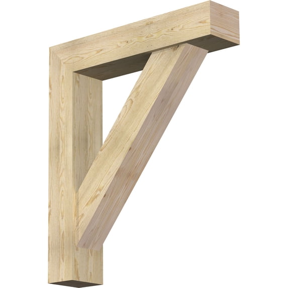 Ekena Millwork 8"W x 38"D x 44"H Traditional Block Rough Sawn Bracket w/ Offset Brace, Douglas Fir