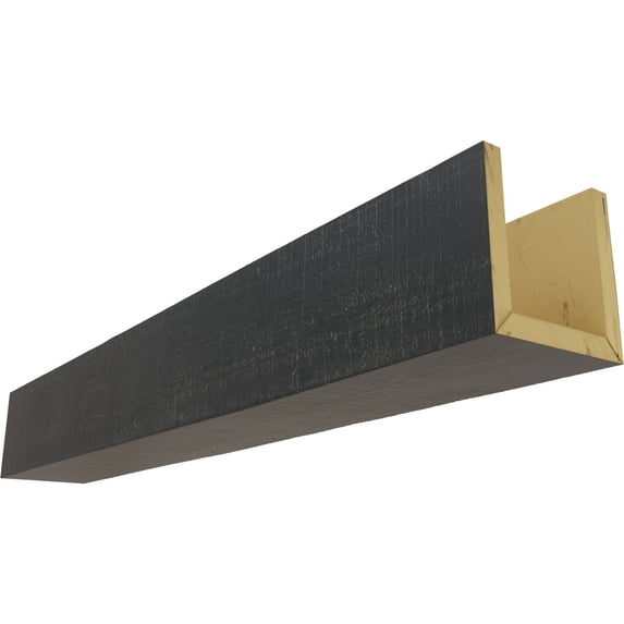 Ekena Millwork 8"W x 4"H x 12'L 3-Sided (U-beam) Rough Cedar Endurathane Faux Wood Ceiling Beam, Aged Ash