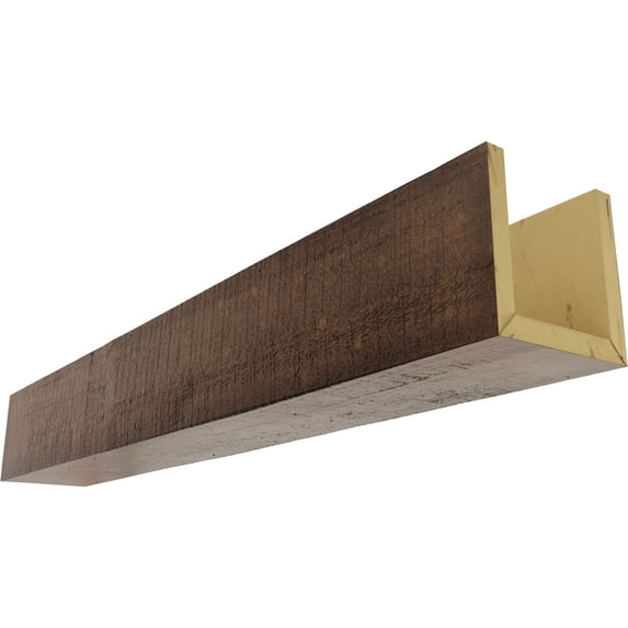 Ekena Millwork 8"W x 4"H x 12'L 3-Sided (U-beam) Rough Cedar Endurathane Faux Wood Ceiling Beam, Premium Aged