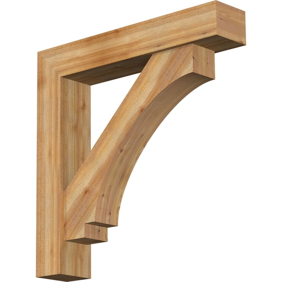 Ekena Millwork 8"W x 42"D x 42"H Imperial Block Rough Sawn Bracket w/ Offset Brace, Western Red Cedar