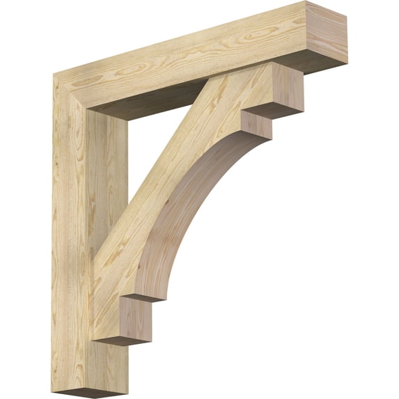 Ekena Millwork 8"W x 42"D x 42"H Merced Block Rough Sawn Bracket w/ Offset Brace, Douglas Fir
